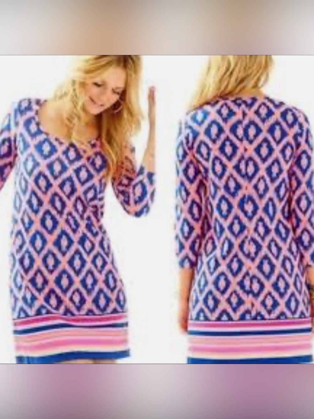 Lilly Pulitzer beacon dress little fish chase bomber blue size large NWOT - Picture 2 of 6
